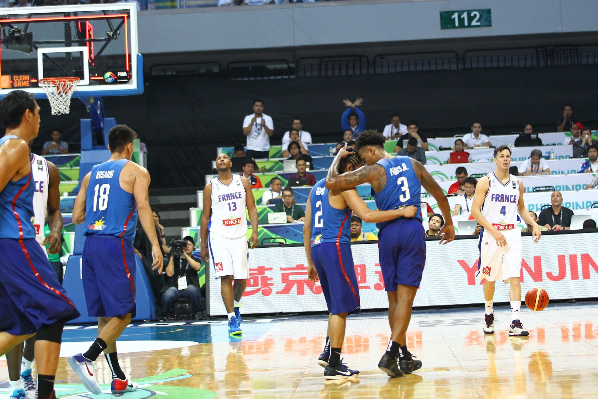 Ray Parks Jr and Terrence Romeo share a moment late in the game against France. Photo by Josh Albelda/Rappler 