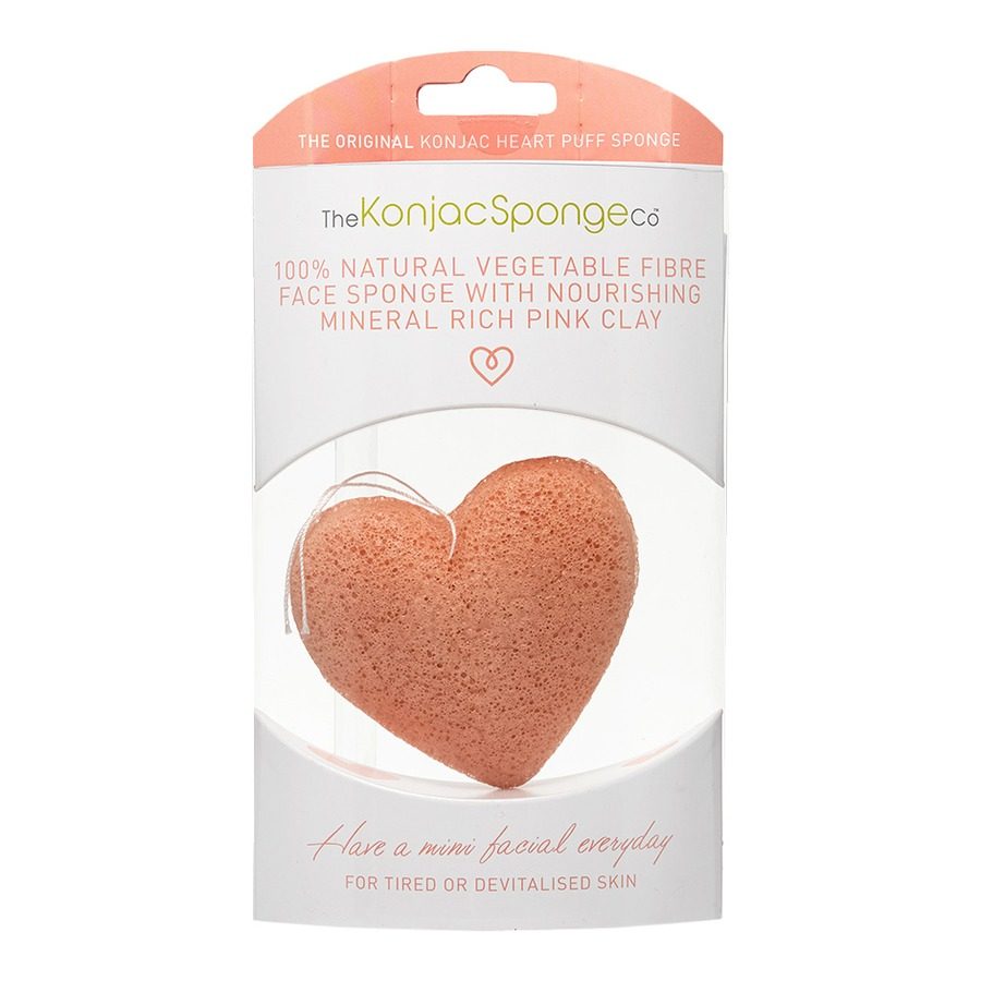 Konjac heart sponge with pink French clay (P737) 
