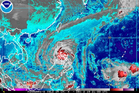 Typhoon Tisoy slightly weakens, now over Burias Island