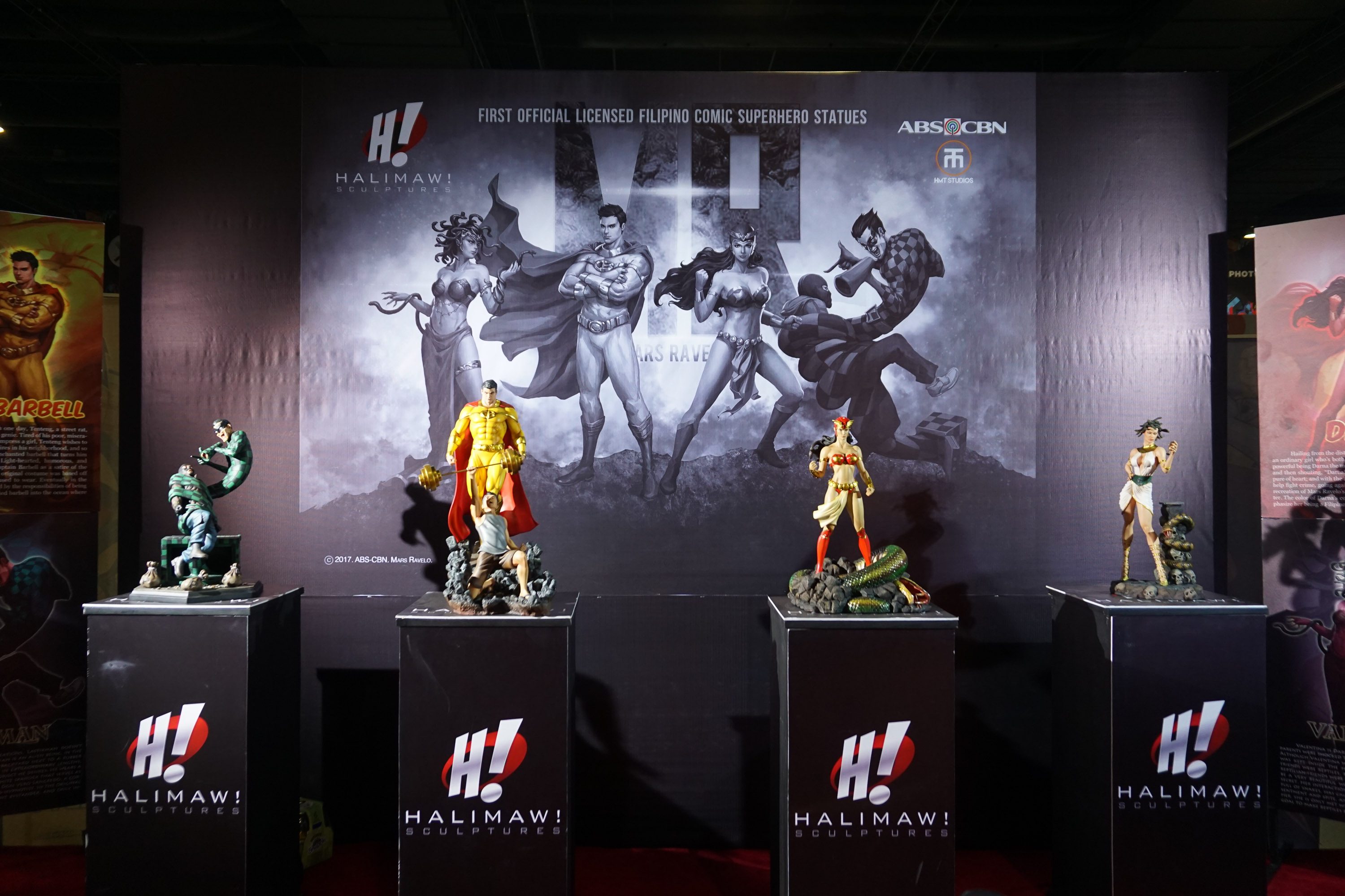 PINOY PRIDE. These comic superhero sculptures are of Filipino pop culture icons: Lastikman, Captain Barbell, Darna, and Valentina.   