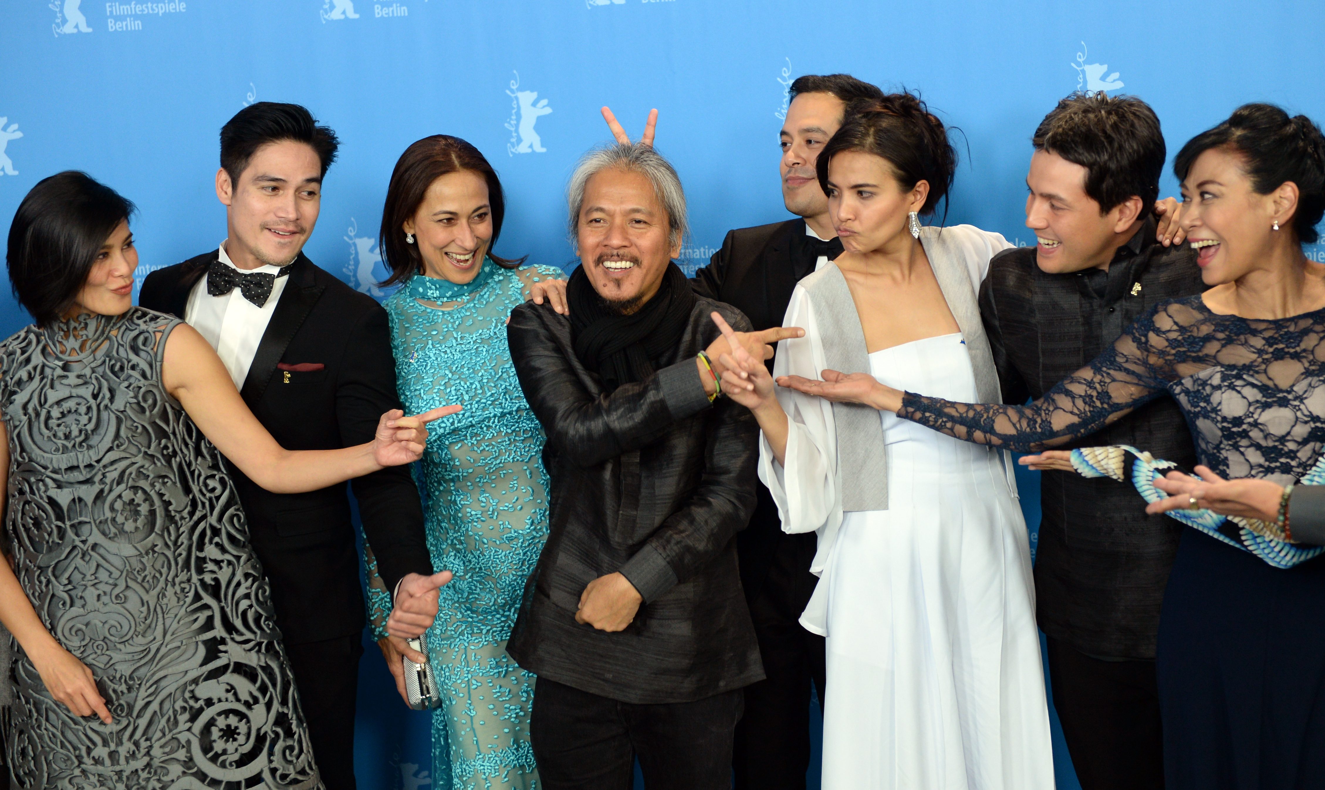 Angel Aquino (L-R), Piolo Pascual, Cherie Gil, dircetor Lav Diaz, John Lloyd Cruz, Alessandra De Rossi, Paul Soriano and Susan Africa pose during a photocall for 'Hele Sa Hiwagang Hapis' (A Lullaby To The Sorrowful Mystery) at the 66th annual Berlin International Film Festival, in Berlin, Germany. Photo by Britta Pedersen/EPA 