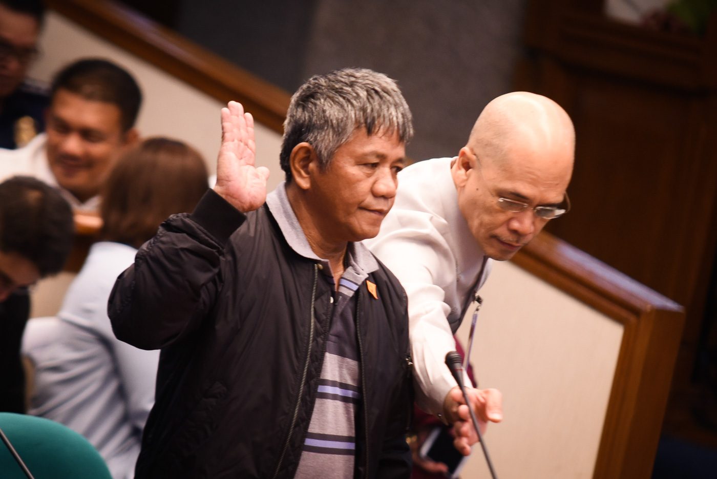 Self-confessed hitman Edgar Matobato during the Senate Committee on Justice and Human Rights inquiry on the spate of extrajudicial killings and summary executions on September 16, 2016. Photo by LeAnneJazul/Rappler  