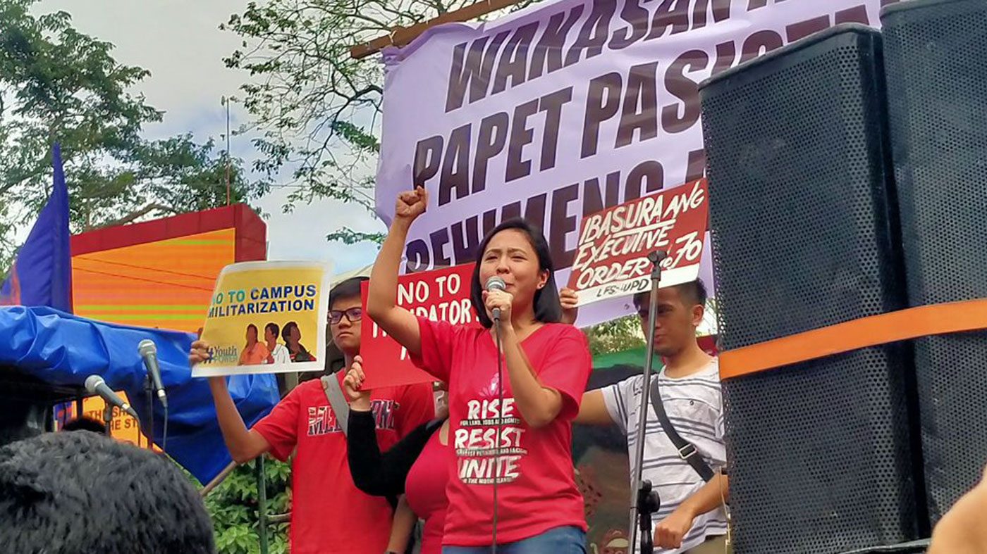 NEVER FORGET. Kabataan Representative Sarah Elago joins the mobilization protest urging the youth to never forget the abuses that happened under the Marcos regime and those that are happening today. Photo from The Communicator 