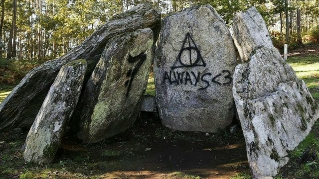 Vandals deface a prehistoric tomb with ‘Harry Potter’ symbols