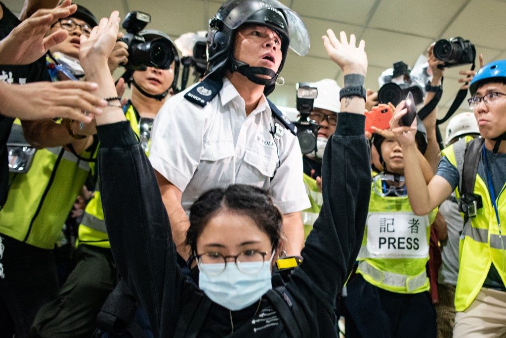 Hong Kong leader condemns ‘rioters’ after violent mall clash