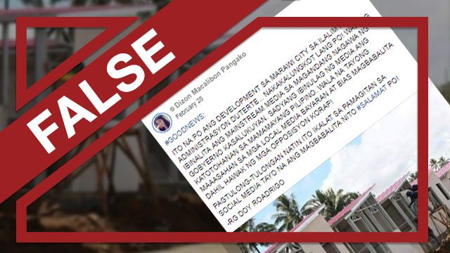 FALSE: Mainstream media ‘did not report’ about Marawi temporary shelters
