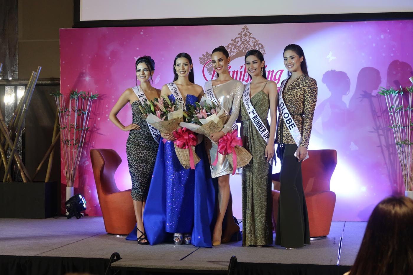SUPPORT. Catriona and Jehza with their pageant sisters Karen Gallman, Samantha Bernardo, and Michele Gumabao. 