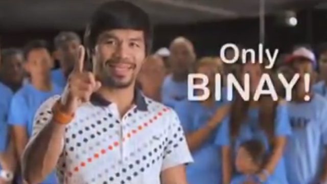 Pacquiao chooses ‘only Binay’ in new TV ad