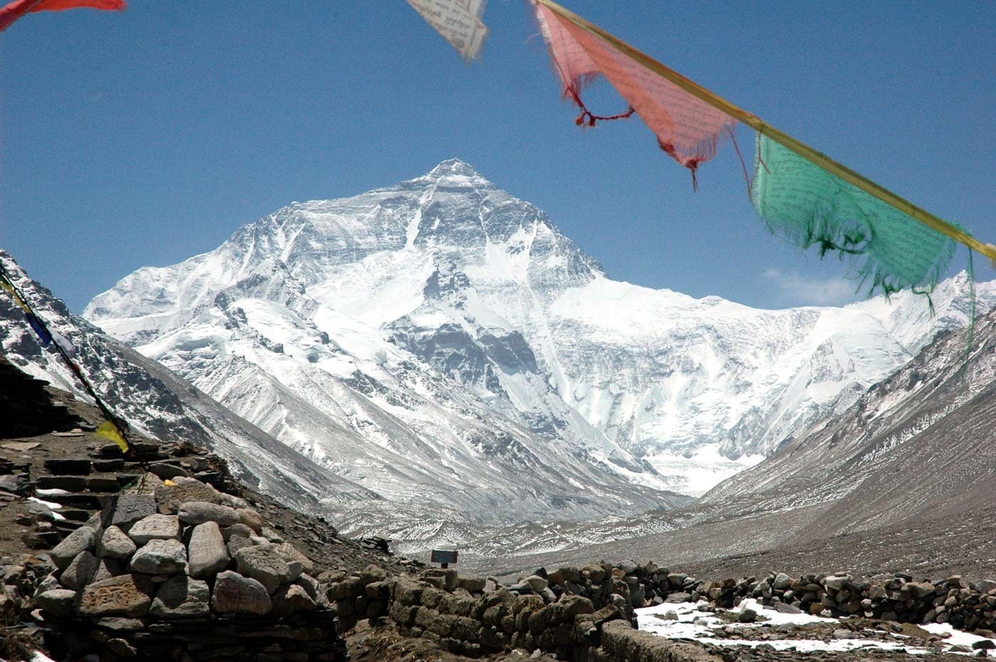 MT. EVEREST. The Prayer Flags at Mt Everest Tibet Side, shot by Carina Dayodon 
