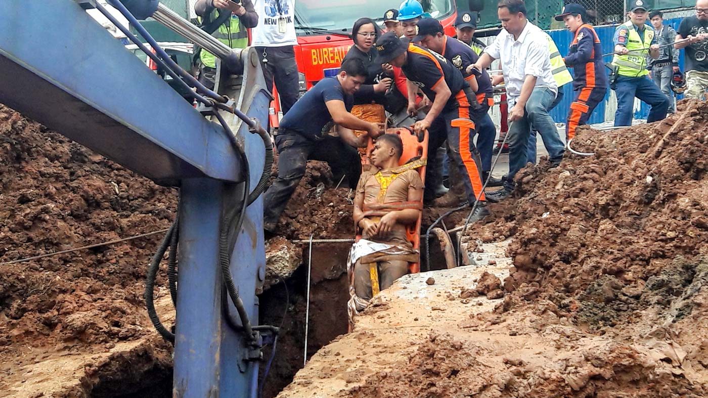 3 laborers rescued after storm pipe falls on them