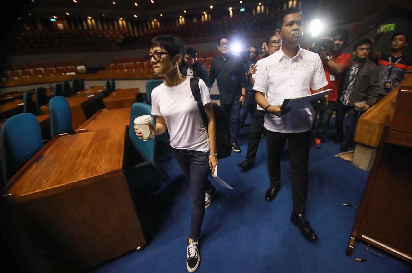 Director Joyce Bernal with the House staff and media during the walk through on July 12. Photo by Darren Langit/Rappler 
