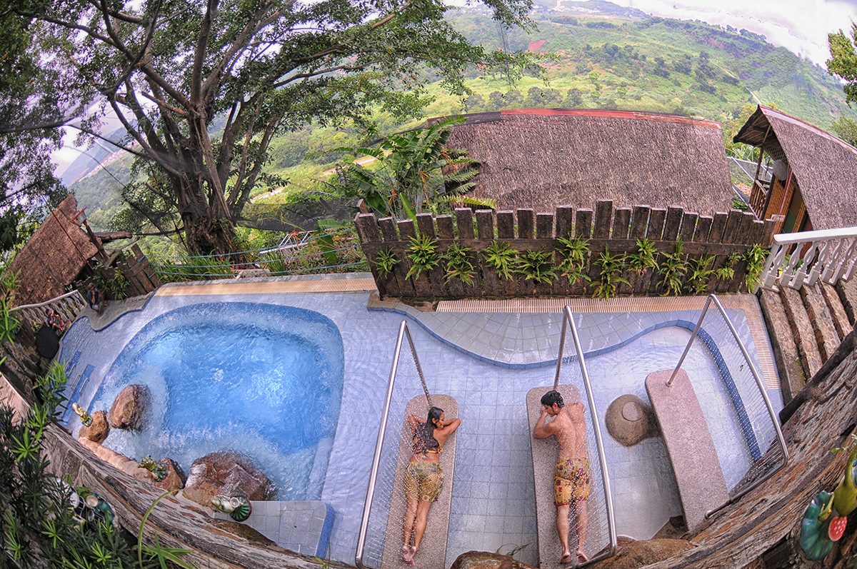 MASSAGE POOL WITH A VIEW. Let the water trickle down and massage your body while taking in the surrounding landscapes. Photo by Claudine Callanta, taken at Luljetta's Hanging Gardens and Spa  