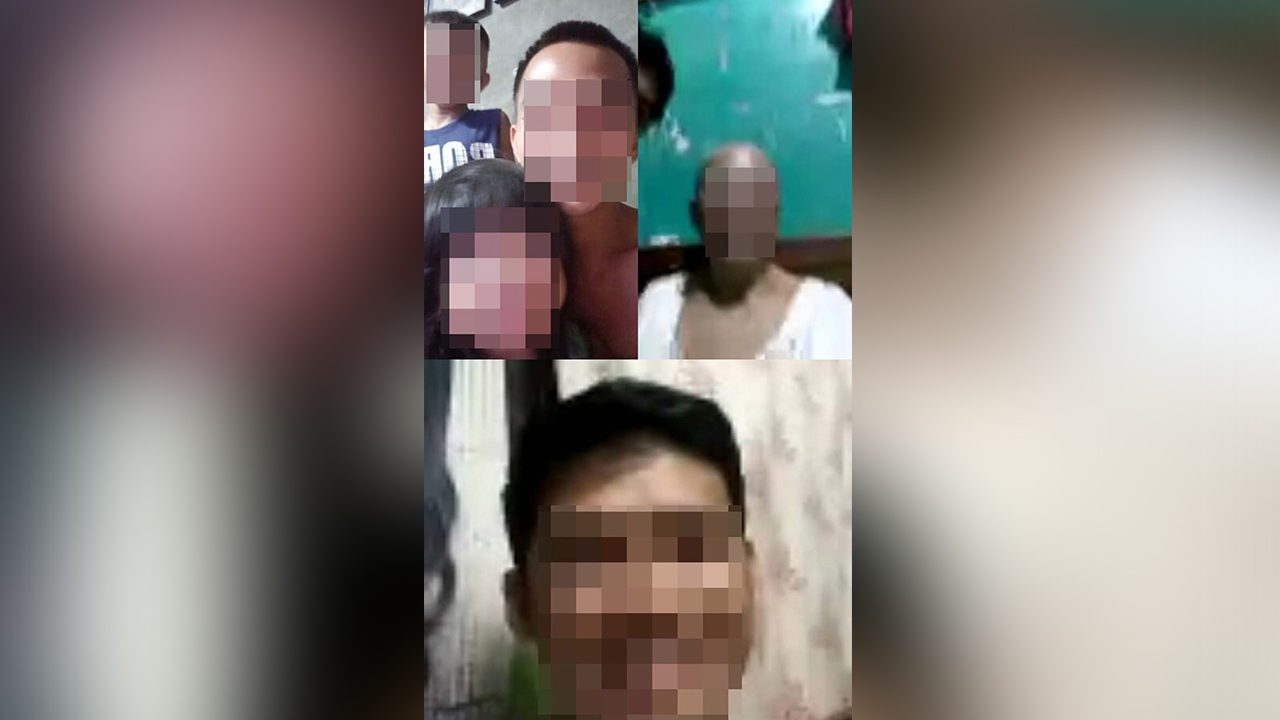 VIDEO CALL. Jay-j (top left) along with his children video chat with his mother and brother, who live in Metro Manila. Photo courtesy of Jay-j 