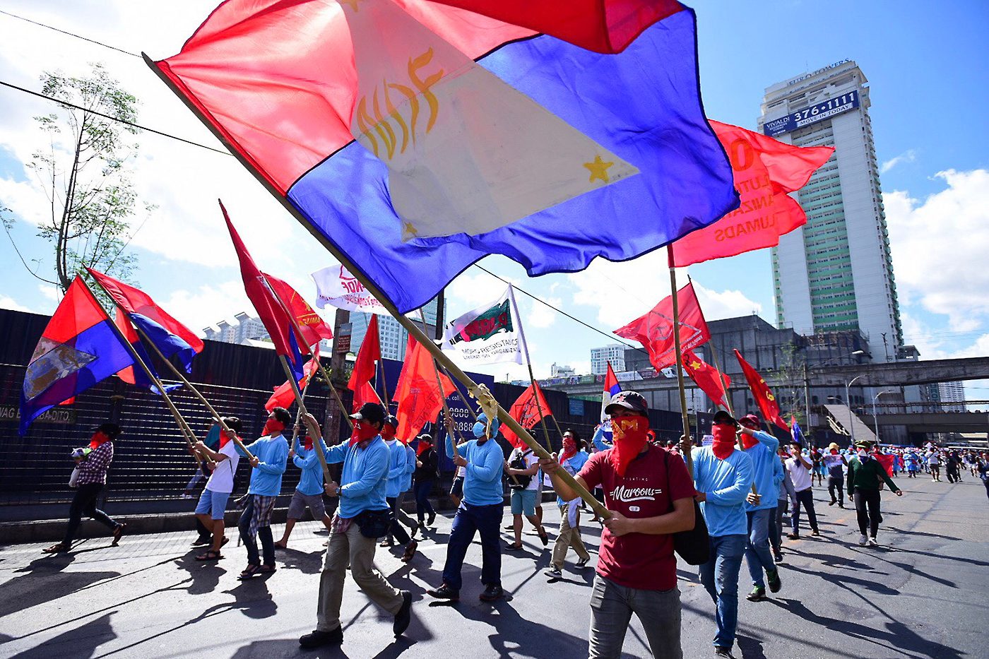 IN PHOTOS: Leftist supporters occupy EDSA to push for peace talks