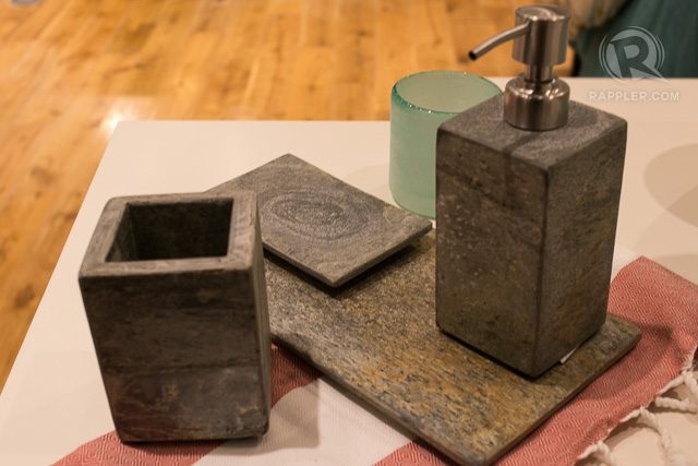 Slate Bath Soap dispenser (1250), Slate bath tray (895), Slate bath soap dish (595), Slate Bath Tumbler (695 ea) 