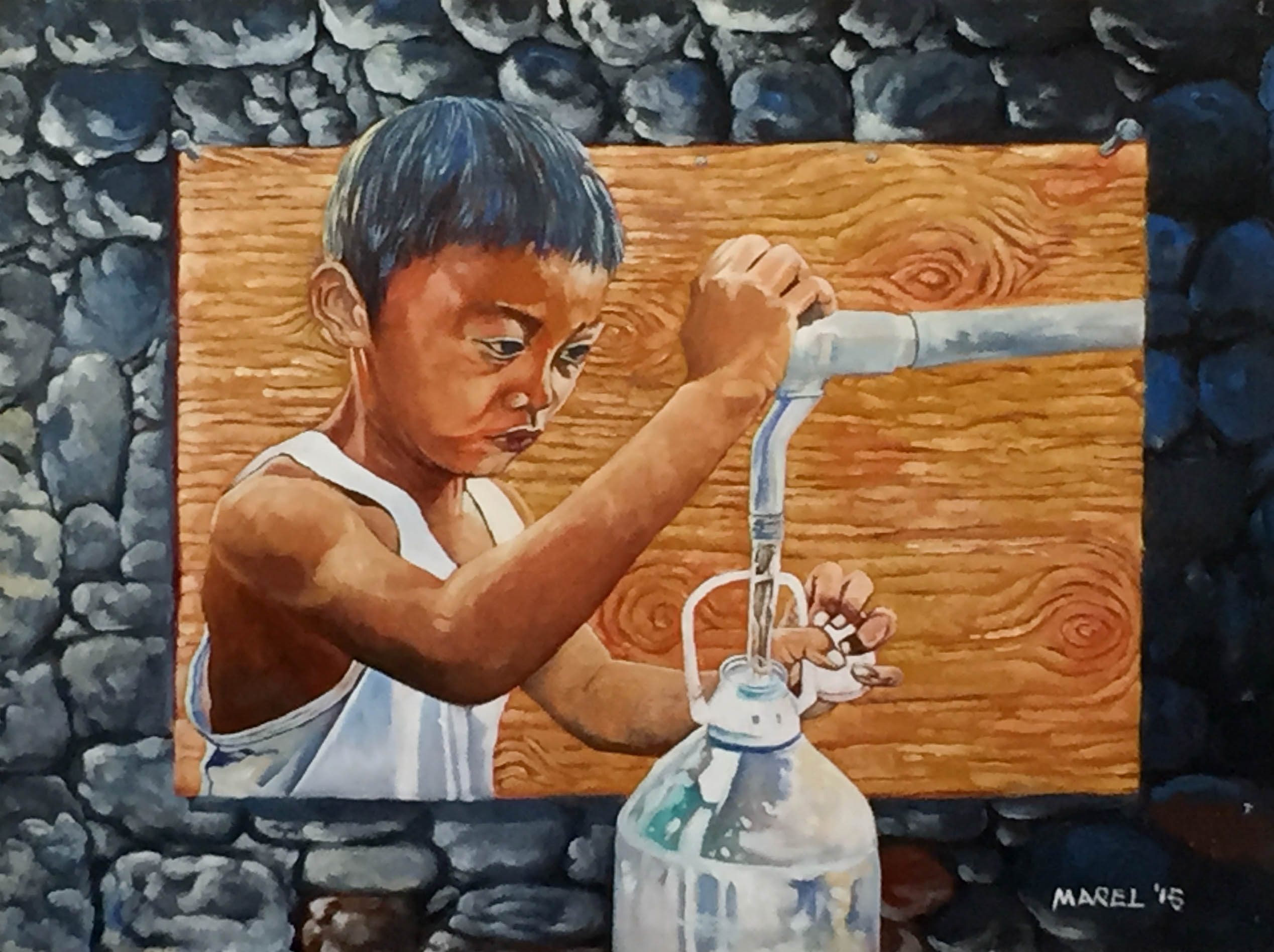 This specific artwork by Marel Pajanil in 2015 portrays the water crisis of Batanes. 