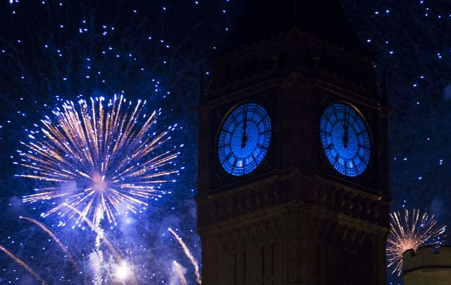 Fireworks over the Big Ben and The Houses of Parliament mark the coming of the New Year in Central London, Britain, January 1, 2016. Photo by Hannah McKay/EPA 