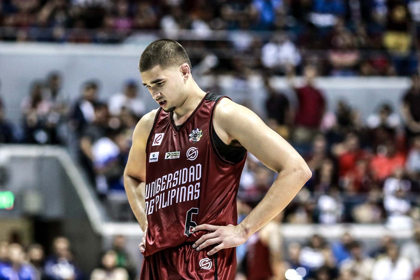 DEJECTED. UP stalwart Kobe Paras again drops a team-high 15 points but can't quite turn things around for the UP Maroons. Photo by Michael Gatpandan/Rappler  