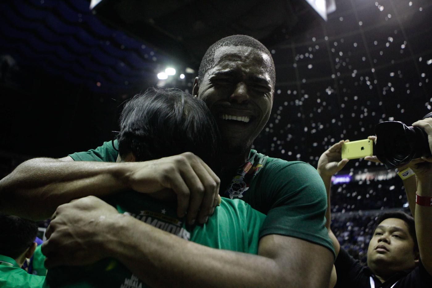 TEARS OF JOY. Newly minted Most Valuable Player Ben Mbala in tears after the final buzzer. Photo by Eduardo Solo/Rappler  