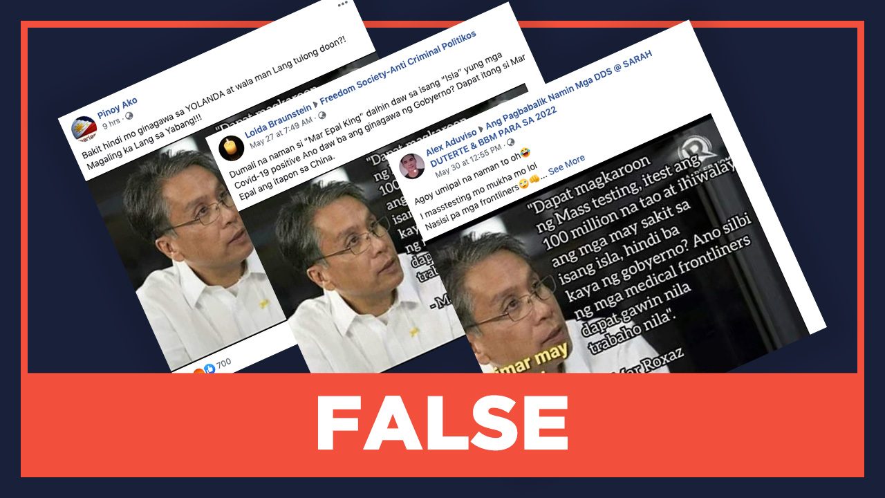 FALSE: Mar Roxas quote on mass testing, frontliners