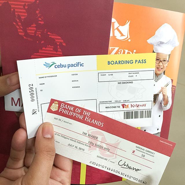 STARTER. Upon entrance to KidZania, your child will receive a boarding pass, a map, by laws of KidZania, and a check for 50 Kidzos. Photo by Michelle Aventajado 