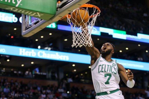 WATCH: Scary fall after a dunk by Jaylen Brown of Boston Celtics