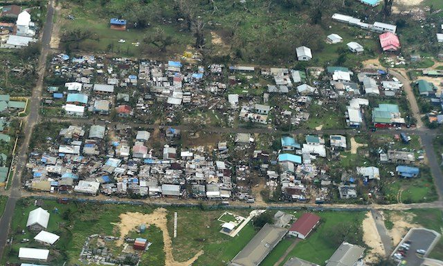 A general view of damaged houses in Port Villa, capital of Vanuatu, 16 March 2015. Dave Hunt/EPA 