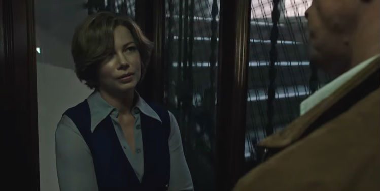 GAIL. Michelle Williams plays Gail, who wishes to have her son returned to her. All screengrabs from YouTube/Sony Pictures  