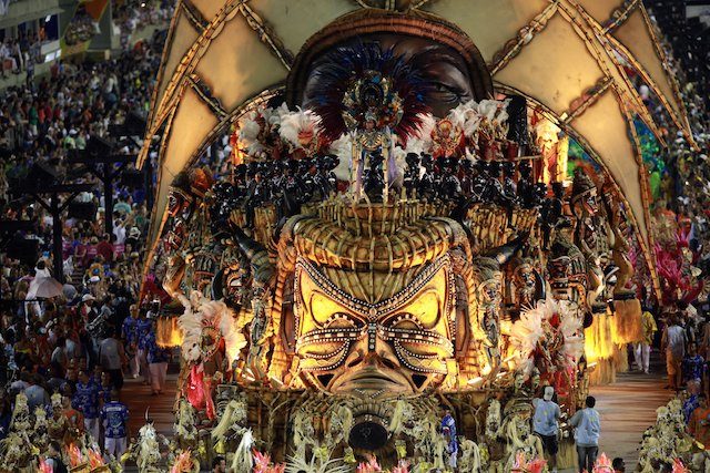 Members of the samba school Beija-Flor perform on the second day of the parades of the special groups of the Carnival of Rio de Janeiro, at the Sambodromo in Rio de Janeiro, Brazil, 16 February 2015. Luiz Eduardo Perez/EPA 