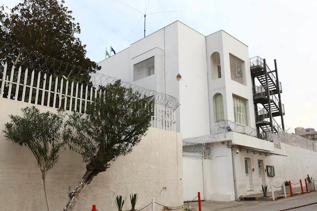 CLOSED. A general view of the Italian embassy, Tripoli, Libya, 15 February 2015. Stringer/EPA 