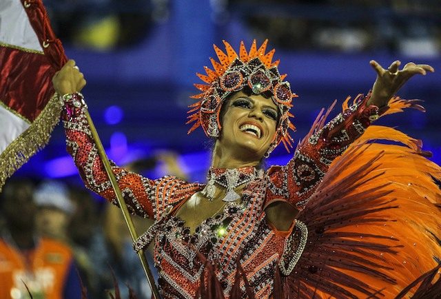 HELLO, RIO. Members of the Samba Academicos do Salgueiro perform during the carnival parade in Rio de Janeiro, Brazil, 15 February 2015. Antonio Lacerda/EPA 
