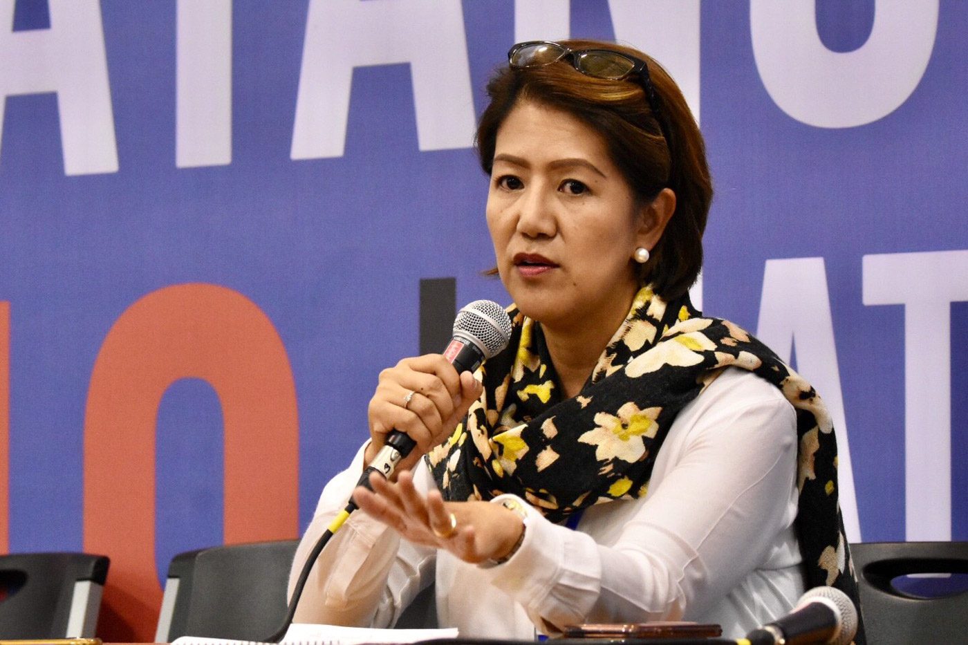 UPDATES. Comelec Director Frances Arabe briefs the media on the sidelines of the canvassing of official results in the 2019 elections. Photo by Angie de Silva/Rappler 