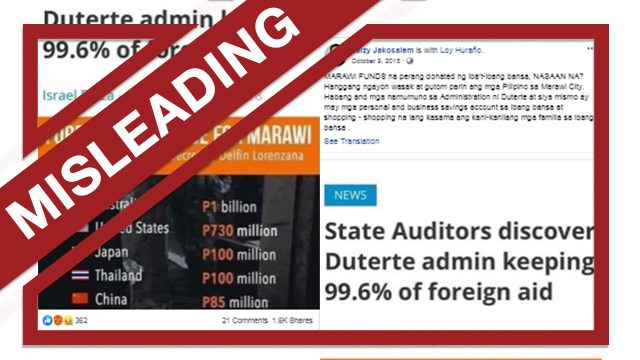 MISLEADING: Duterte admin ‘keeping’ 99.6% of foreign aid