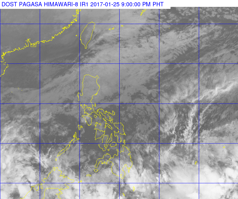 Satellite image as of January 25, 9 pm. Image courtesy of PAGASA 