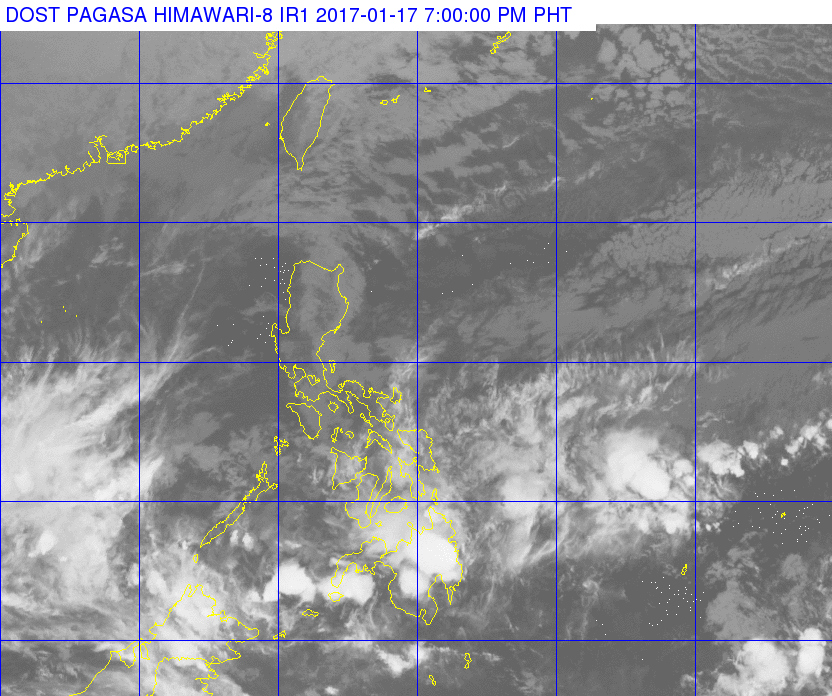 Satellite image as of January 17, 7 pm. Image courtesy of PAGASA  