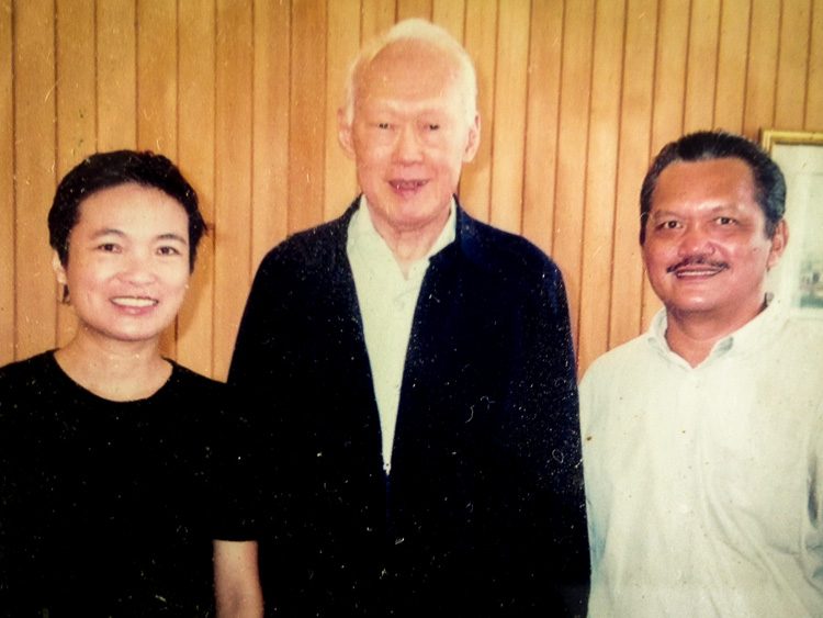 THE PRIME MINISTER AND HIS PHOTOGRAPHER. The late Prime Minister Lee Kuan Yew with photojournalist George Gascon and his wife Sylvia. Photo courtesy of George Gascon