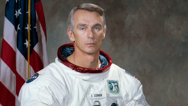 LAST MAN ON THE MOON. Eugene Cernan in an official NASA photo. Photo courtesy NASA 