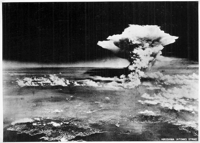 MUSHROOM CLOUD. A handout photograph made available by the Hiroshima Peace Memorial Museum of the Hiroshima A-bomb blast photographed by the US military on August 6, 1945. Hiroshima Peace Memorial Museum handout/EPA 