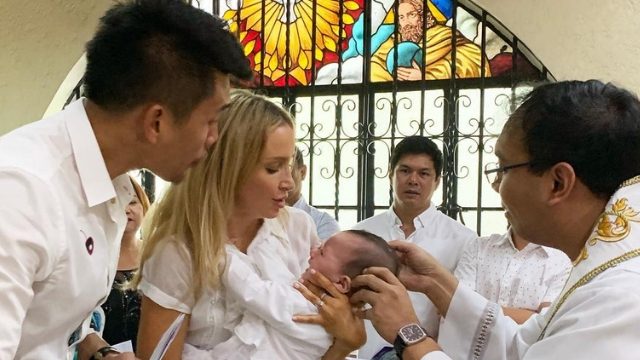 LOOK: James Yap and Michela Cazzola celebrate baptism of baby girl