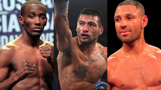 Terence Crawford (L), Lucas Matthysse (C) and Kell Brook (R) are the 3 names that promoter Bob Arum has in mind for Pacquiao's next fight. Matthysse photo by AFP, Brook's photo from his Twitter account, Crawford's photo from his Facebook 