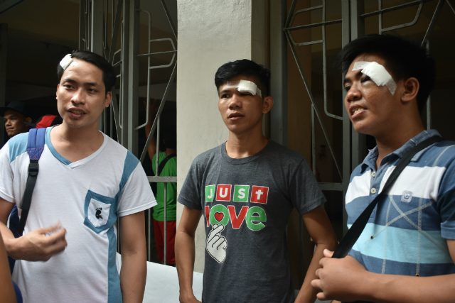 INJURED. Jornell Quiza (L), Rudy Bernabe (C), Roger Tandaguen (R) were among the injured NutriAsia workers during the violent dispersal on June 14, 2018. Photo by Jane Bautista/Rappler   