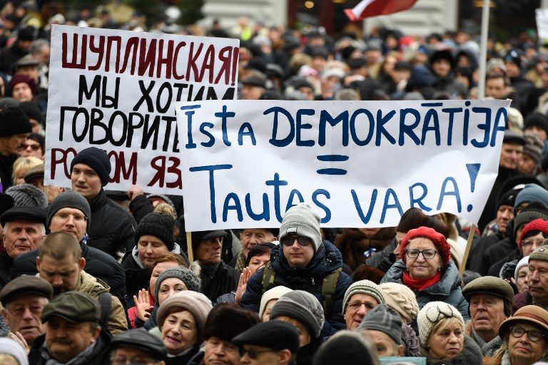 Thousands rally for pro-Kremlin Riga mayor probed for graft