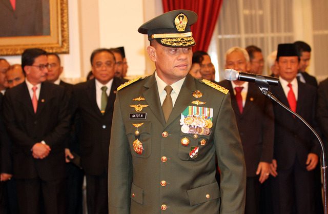 PELANTIKAN. Gatot Nurmantyo ketika dilantik sebagai Panglima TNI pada 8 Juli 2015. Foto oleh Gatta Dewabrata/Rappler 