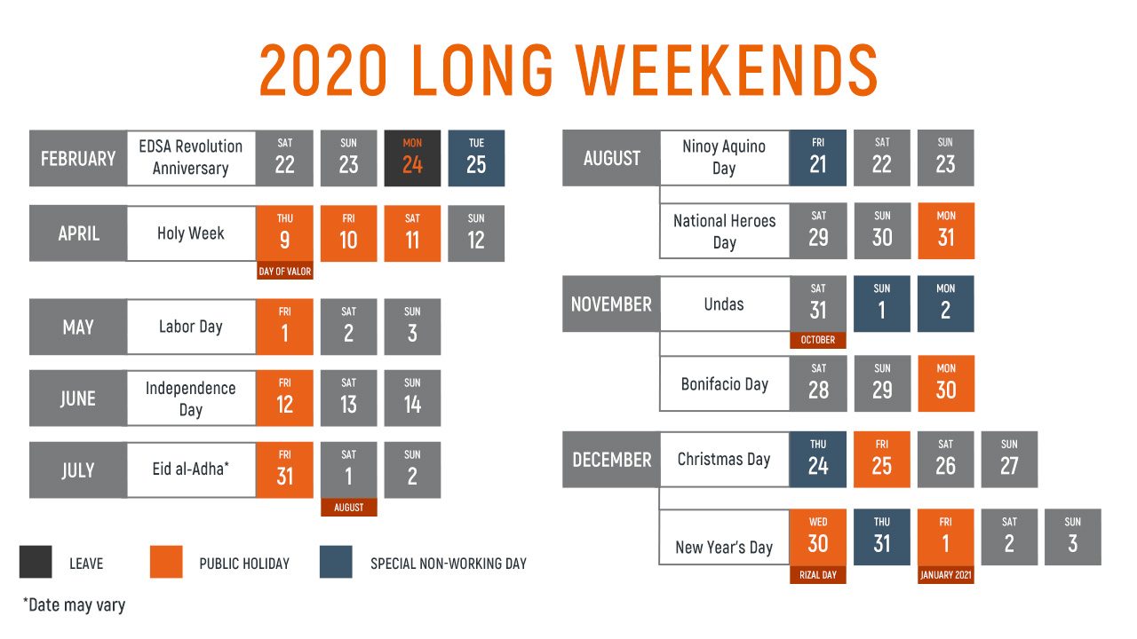 LIST: Long weekends in 2020