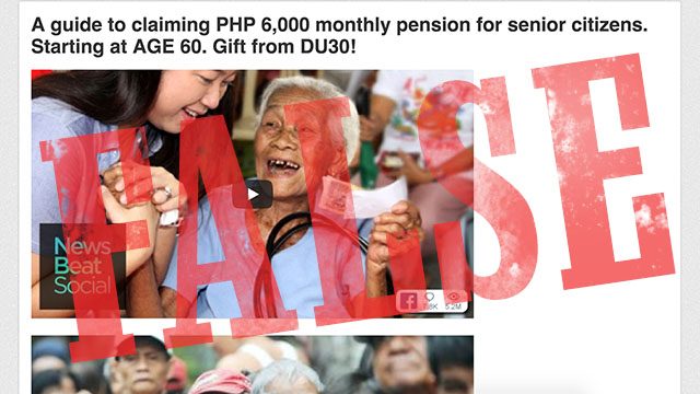 HOAX: P6,000 ‘monthly’ pension for senior citizens