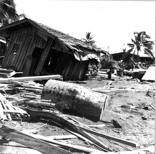 MOST DISASTROUS. One of the houses wiped out by waves as high as 9 meters in Lebak, Sultan Kudarat. Photo from Wikimedia Commons 