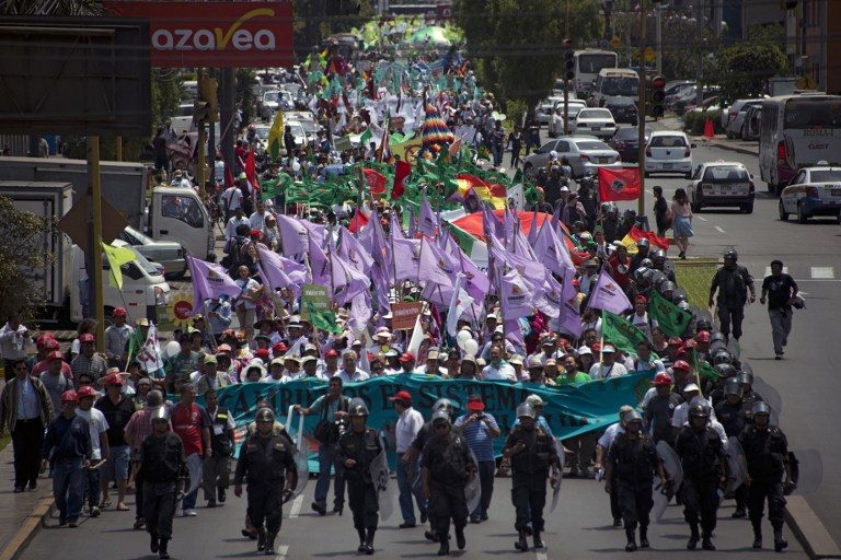 MARCH FOR THE EARTH. The People’s Climate March on the sidelines of the UN COP20 and CMP10 climate change conferences being held in Lima on December 10, 2014. Eitan Abramovich/AFP