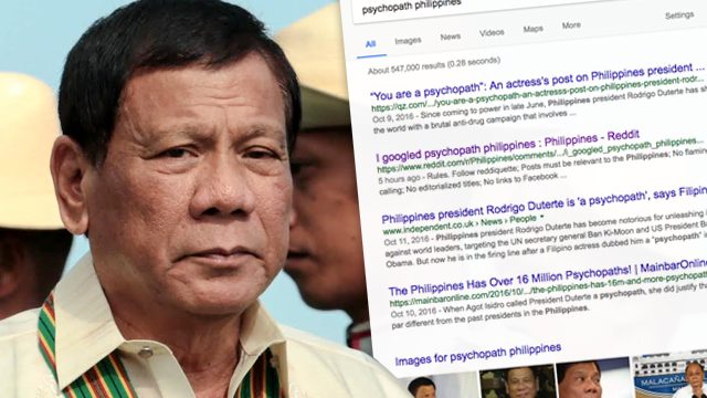 Duterte dominates Google search results for ‘psychopath Philippines’