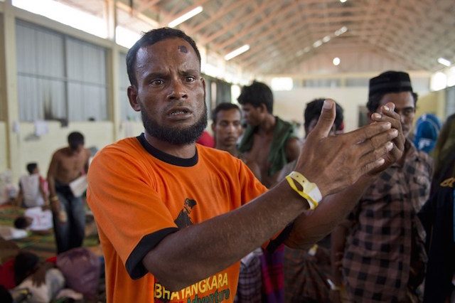 THEY ATTACKED. Rohingya migrant from Myanmar, Mohammad Amih, claims it was the Bangladeshi migrants who attacked them. Photo by Romeo Gacad/AFP 