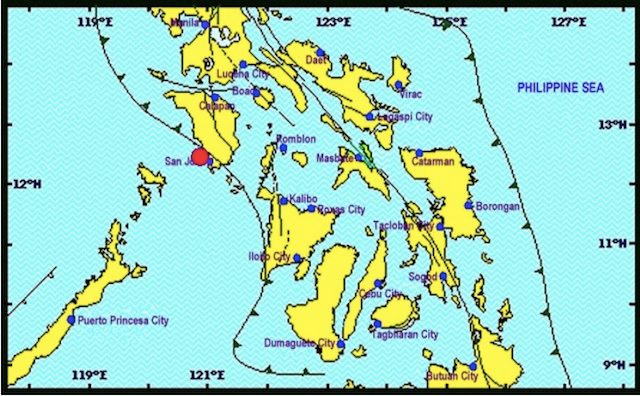 Magnitude 5.5 earthquake strikes off Occidental Mindoro